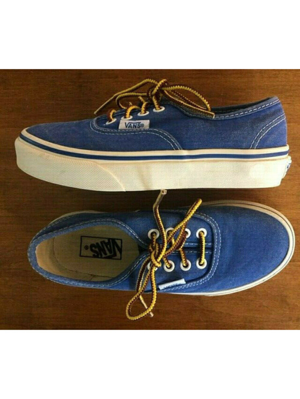Youth Boys VANS LACE UP SNEAKERS SHOES Blue and White SIZE 13